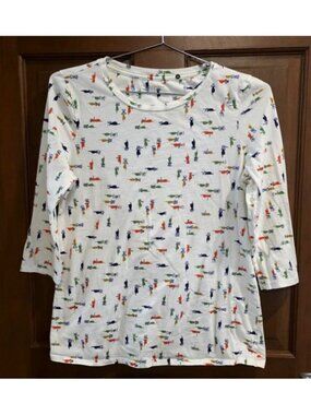 ANTHRO PILCRO AND THE LETTERPRESS 3/4 SLEEVE PRINT T-SHIRT 100% COTTON SZ M